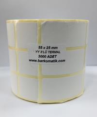 25X55 TERMAL ETİKET 3000 ADET 55X25 3 SIRA DİKEY